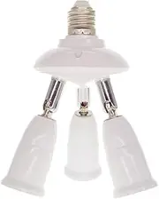E27 3 in 1 Socket Splitter Adapter Converter, White Finish with Fully Adjustable Angles for Wide Coverage, E27 Bulb Socket Adapter Splitter for Ceiling Light or Lamp