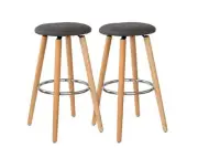 NNEDSZ 2 Cotton/Steel Modern Padded Barstools (Grey/Wood)
