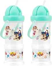 Paw Patrol Sipper ‘n’ Snacker, 36m+ 2 Pack Set Water Bottle, Teal 300ml Flip Straw with Carry Handle, Snack Storage, BPA Free Reusable Non-Spill Bottles