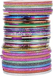 SHERCHPRY 50Rolls Nail Art Striping Tape Self Adhesive Decorative Stickers for DIY Manicure Mixed Colors with Glitter Options for Home Nail Designs