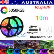 10M RGB LED Strip Lights 5050 Music Bluetooth Control Power TV Backlight Lamp