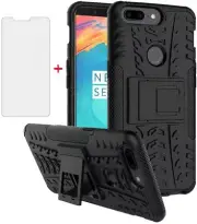 Phone Case for Oneplus 5T with Tempered Glass Screen Protector Cover and Stand