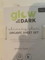 Pottery Barn Glow In The Dark Star Blush Twin Sheet Set 100% Organic Cotton