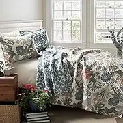 Lush Decor Sydney 3-Piece Quilt Set, King, Green/Blue