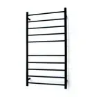 RADIANT Heated Towel Rail/Rack ROUND Bar BLACK - 600 x 1100mm - Bottom LEFT p...