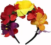 [Bamboopack] 1 PC Artificial Simulation Rose Orchid Flower Headband Floral Hair Band Headwear Accessories for Women Girls Ladies Halloween Makeup Party Multicolor