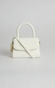 Lanielyn Mini Top Handle Crossbody Bag in White Croc
