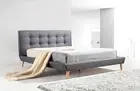 Double Linen Fabric Deluxe Bed Frame Grey Palermo