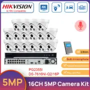 Hikvision 16CH POE 4K NVR 5MP MIC IR Outdoor Security Camera CCTV System HDD Kit