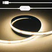 Led Strip Lights 5V USB 1m 320 LEDs Touch Dimmable USB COB LED Strip Light 3000K Flexible for Bedroom Kitchen DIY Lighting