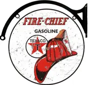MASSIVE TEXACO Gasoline Fire Chief Metal Bar Wall Sign Man Cave Garage Workshop