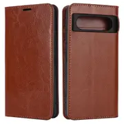 For Google Pixel 8 Flip Stand Wallet Crazy Horse Texture Cover Genuine Cow Leather Phone Case