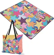 Yoogain Picnic Basket Set Soft Park Beach Picnic Blanket for Women 30s Spring Gifts Colorful Cartoon Stars are Fashion 60x80in