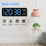 Large Digital LED Wall Clock Desk Alarm Calendar Temperature Humidity Date-Day