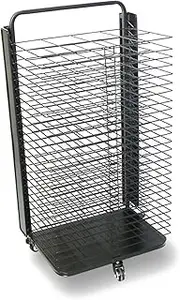 Art Drying Rack,Foldable Floor-Standing 25 Shelves Art Storage Rack,3 Universal Wheels,Suitable for Engineering Drawings Paintings Prints