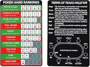 Poker Hand Rankings Card Cheat Sheet with Leather Sleeve, Stainless Steel Thick Texas Holdem Poker Hands Ranked Set Accessories Guide for Beginners Quick Reference (1)