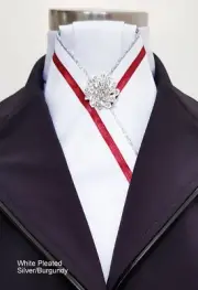 ERA Fiona White Stock Tie - PLEATED - White , Silver , Burgundy or Silver Grey