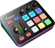 MAONO Gaming Audio Mixer, Audio Interface with Pro-Preamp, RGB, Bluetooth, 48V P