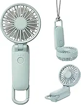 RHYTHM 9ZF040RH04 Handy Fan, 2025 Large Airflow, Silent, 3-Way (Hand-Held, Neck or Tabletop), 5 Levels of Air Flow, Type-C Compatible, Carabiner & Strap, Small, Portable Fan, Silky Wind Mobile 3.2,