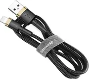 Baseus Cafule Fast Charge USB Cable for iPhone/iPad 3M, 2A Max, Aluminum Alloy + TPE + High-Density Nylon Braided Wire (Gold)