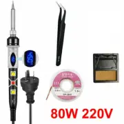 80W Soldering Iron Kit Adjustable Temperature Solder Wick Stand Tweezer Stand