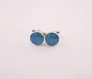 Men's Cufflinks Sterling Silver Inlay Opal Genuine Navajo Handmade Jewelry **