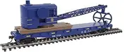 Walthers Trainline HO Scale Model Flatcar with Logging Crane - Alaska Railroad 17104, Blue