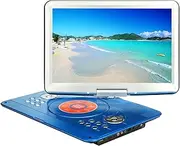 YOOHOO 16.9'' Portable DVD Player with 14.1'' Large Swivel Screen, DVD Player Portable with 6Hrs Rechargeable Battery,Mobile DVD Player for Kids,Sync TV, Support USB SD Card with Car Charger(Blue)