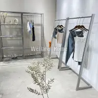 在飛比找蝦皮購物優惠-【免運】L型落地衣架 掛衣架服裝店展示架落地式男女裝店貨架陳