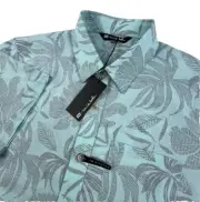 Travis Mathew Mens M Blue Short Sleeve Button Down Hawaiian Tropical Shirt $150