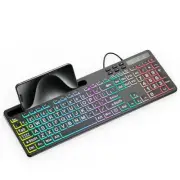 Large Print Backlit Keyboard - Wired Gaming Keyboard with 7 Colors & 11 Modes...