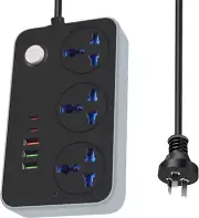 Power Board Universal Power Strip 1.8M 3 AC Outlets 3 USB a & 2 USB-C Ports