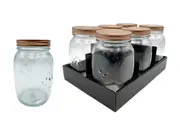 bulk 18 Glass Jar w Metal Lid 1000ml Canister 10x16cm