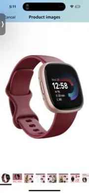Fitbit Versa 4 Fitness Smartwatch Bundle|Beet Juice/Copper Rose|NEW| White Strap