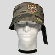 Ed Hardy Bucket Hat Camo Tiger Embroidery Reversible OSFM