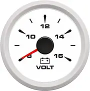 Universal 52mm Voltage Gauge Volt Meter 8-16v 18-32v Waterproof for Motorcycle Car Truck Voltage Meter 7 Colors Backlight Automotive Voltmeter(White 8-16V)