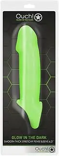 OUCH! Glow In The Dark Smooth Thick Stretchy Penis Sleeve - Glow in Dark 16 cm Penis Extension Sleeve