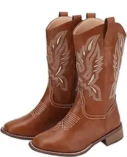 [LNNLUU] Spring Womens Riding Boots(34-44), Equestrian Boots, Square Toe + Embroidery, Pull-on + Middle Tube, Breathable + Mid Heel(3-5cm), for Spring, Summer, Autumn,41,Brass