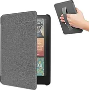 JeLLYPIE for 7" All-New Kindle Paperwhite 12th Gen Case 2024 & Kindle Colorsoft Signature Edition, Hand Strap Holder, PU Leather Smart Cover for Kindle Paperwhite, Auto Wake/Sleep, Grey