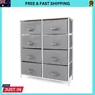 NEW Storage Cabinet Tower Chest of Drawers Dresser Tallboy 8 Drawer Dark Grey AU