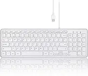 Perixx PERIBOARD-213W USB Wired Keyboard - Compact Design with Number Keypad - White - Spanish QWERTY with Ñ