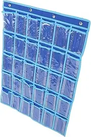 Veemoon Classroom Pocket Organizer with Transparent Pockets Over Door Hanging Storage for Phones Calculators Jewelry and More for Home and Office Use