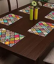 CASA-NEST PVC Printed Placemats, Table Mats for Dining Table, Dining Table Accessories (45 x 30 cm) Set of 6 Pieces ||Hot Vessels Transparent Dining Mat