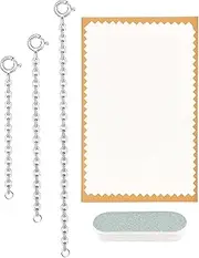 [Zssxysm] 925 Sterling Silver Chain Extension Set, Bracelet Extension with Jewellery Cloths & Mini Silver Friction Bars, Necklace Extension Chain (3/5/8 cm)