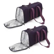 2x Multi Pocket Purple Insulated Cooler Bag Picnic/Camping Bag w/Compartments