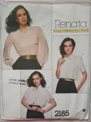 VOGUE Womens Sewing Pattern RENATA #2185, Size 8, Vintage Blouse Top CUT