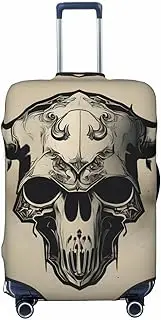 [CADREWY] Runner Bull Skull Print Travel Suitcase Cover Luggage Protector with Elastic Anti Scratch for Carry On, Black, Large