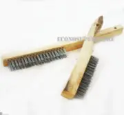 2 PC TEMPERED STEEL WIRE BRUSH WITH WOOD HANDLE SET