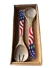 Thirstystone Patriotic Stars/ Stripes Salad Servers, Fork and Spoon Set