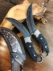 Handmade Hunting Skinning Gutting Game Processing Hog Deer Pig Damascus Steel